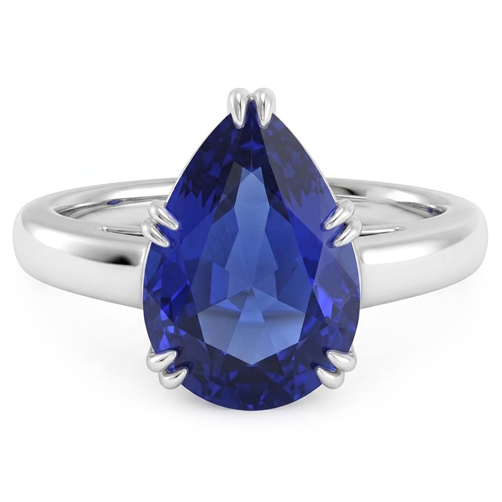 Natural Sapphire Ring 3ct - White Gold 14K