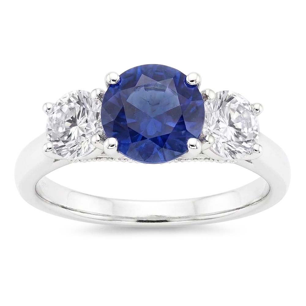 Natural Sapphire Ring 3ct - White Gold 14K