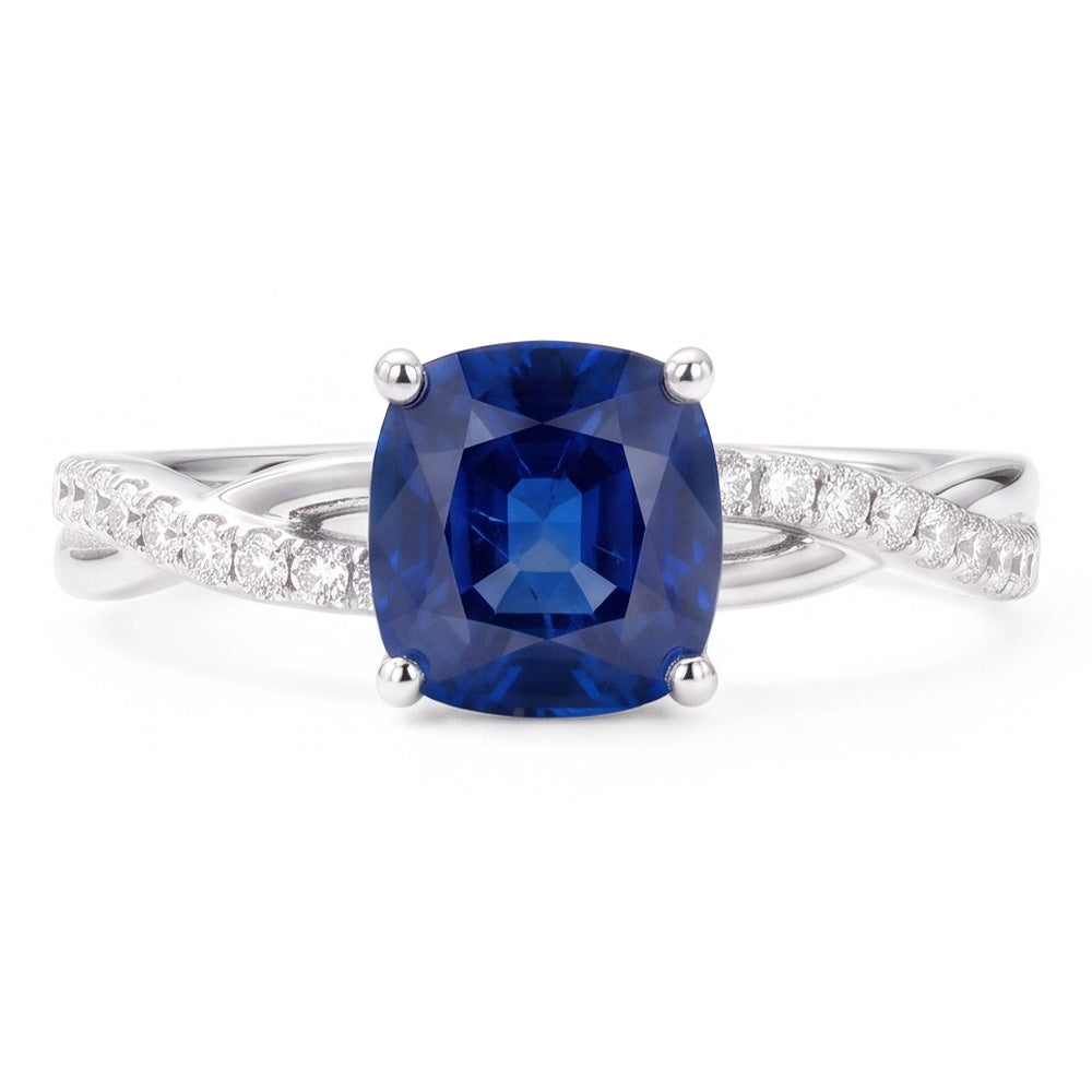Natural Sapphire Ring 3ct - White Gold 14K