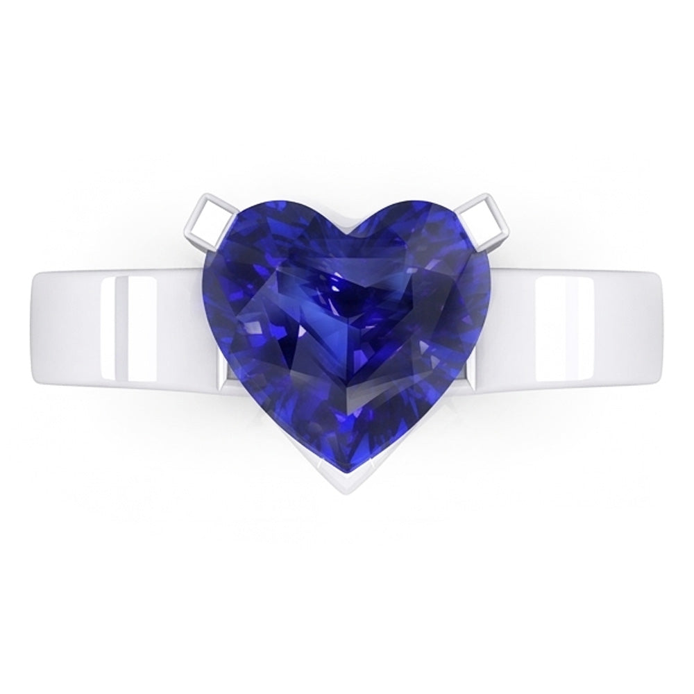 Natural Sapphire Ring 3ct - White Gold 14K
