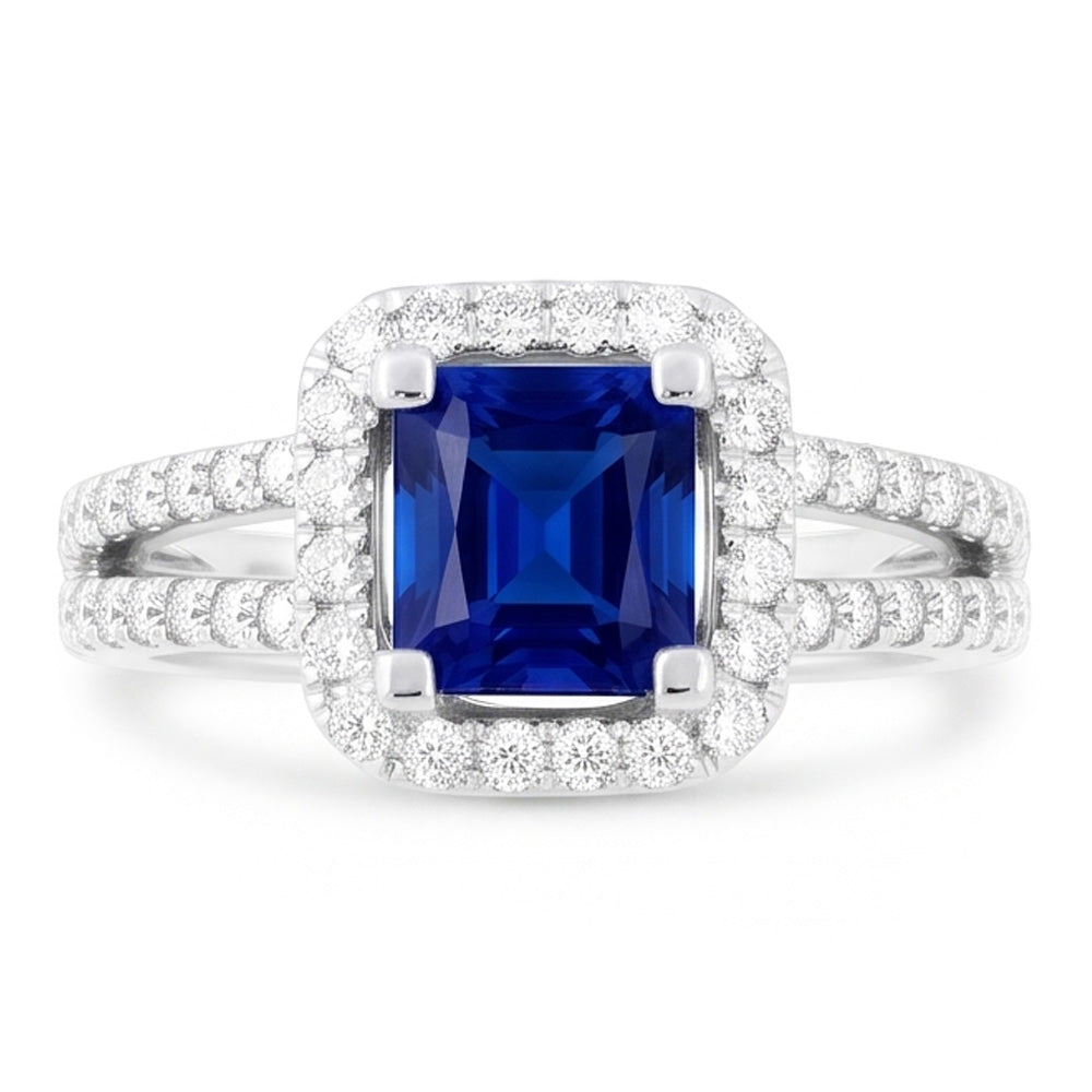 Natural Sapphire Ring 3ct - White Gold 14K