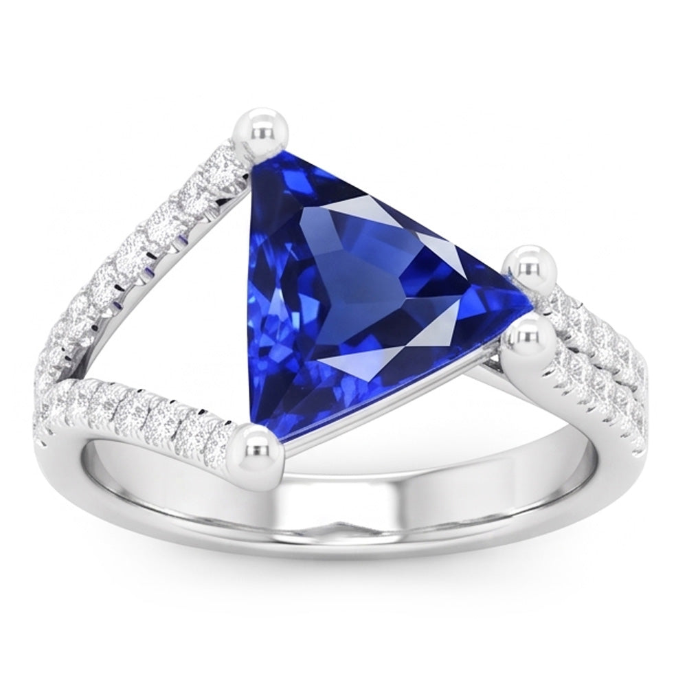 Natural Sapphire Ring 3ct - White Gold 14K