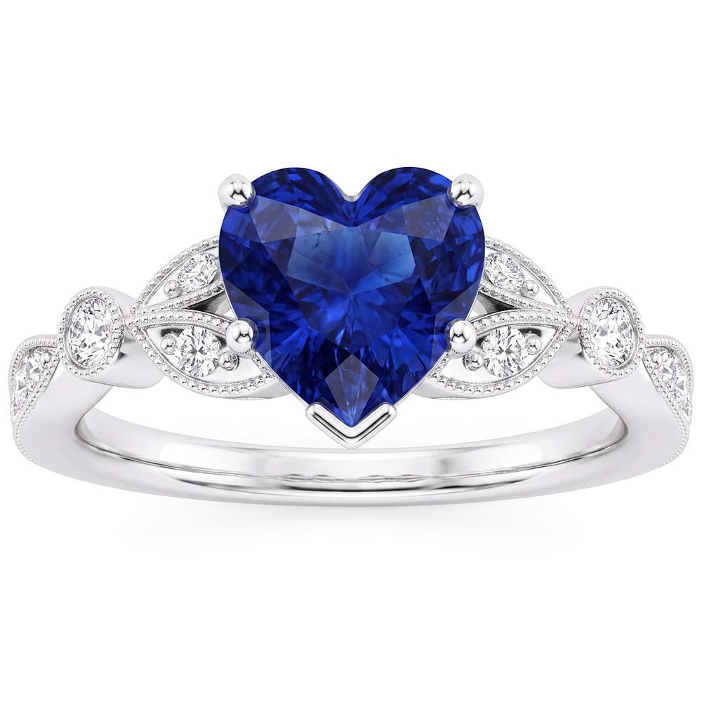 Natural Sapphire Ring 3ct - White Gold 14K
