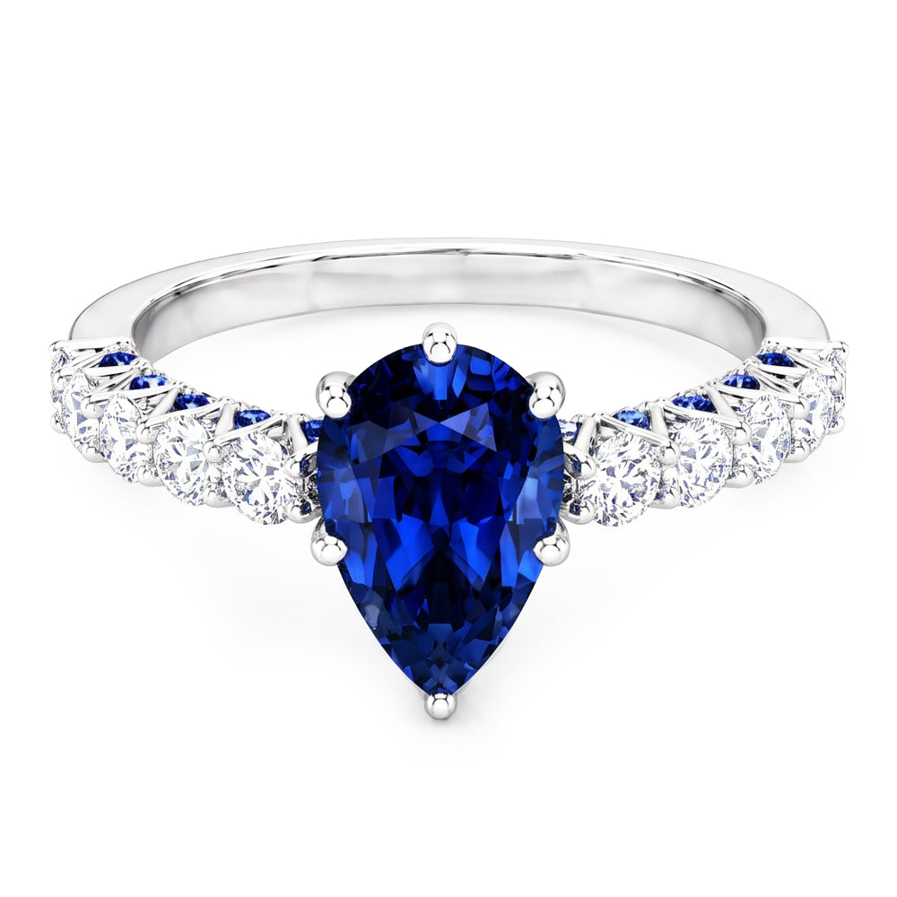 Natural Sapphire Ring 3ct - White Gold 14K