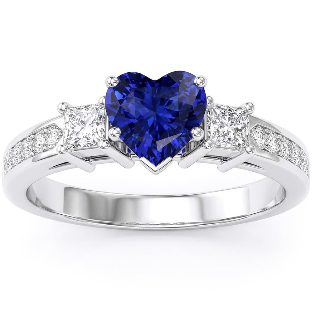 Natural Sapphire Ring 3ct - White Gold 14K