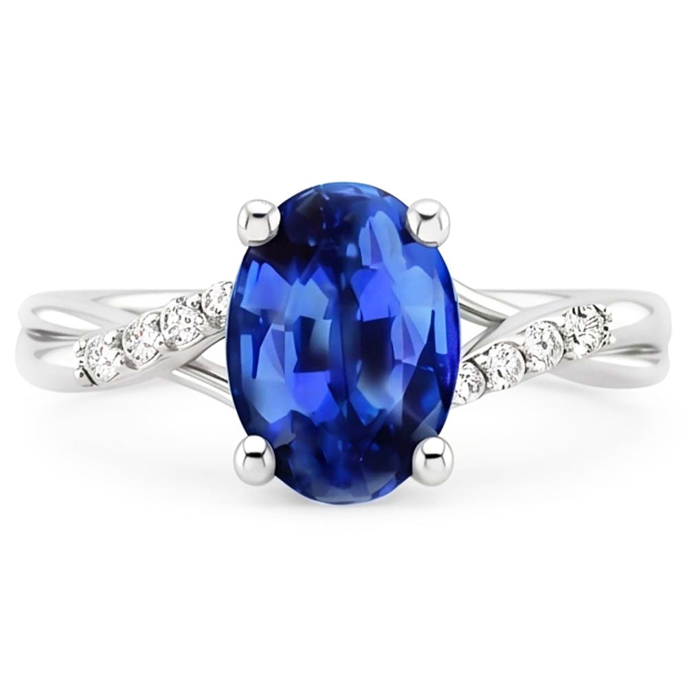 Natural Sapphire Ring 3ct - White Gold 14K