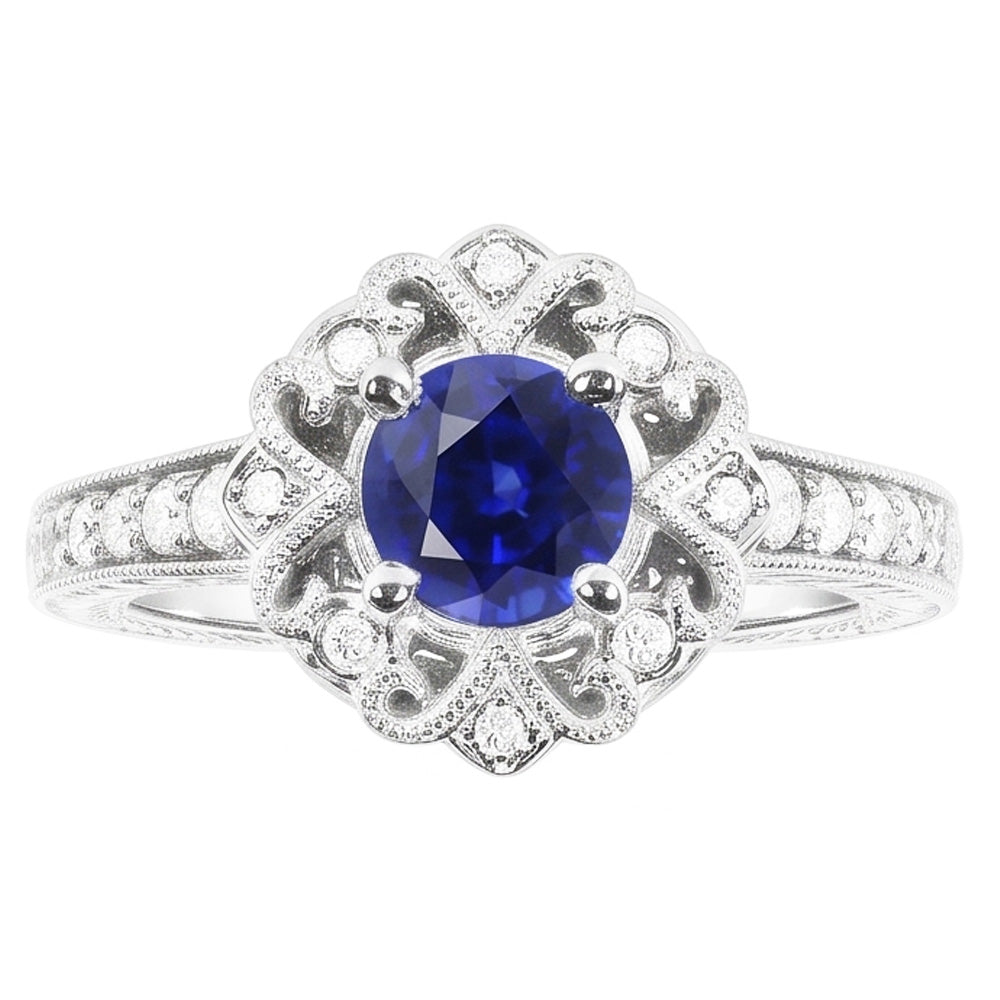 Natural Sapphire Ring 3ct - White Gold 14K