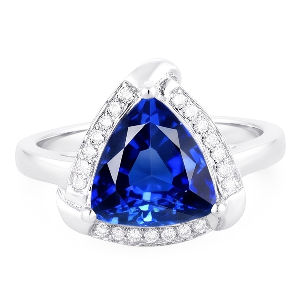 Natural Sapphire Ring 3ct - White Gold 14K