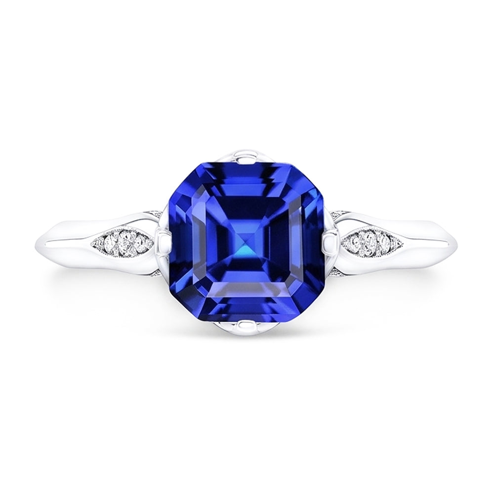 Natural Sapphire Ring 3ct - White Gold 14K
