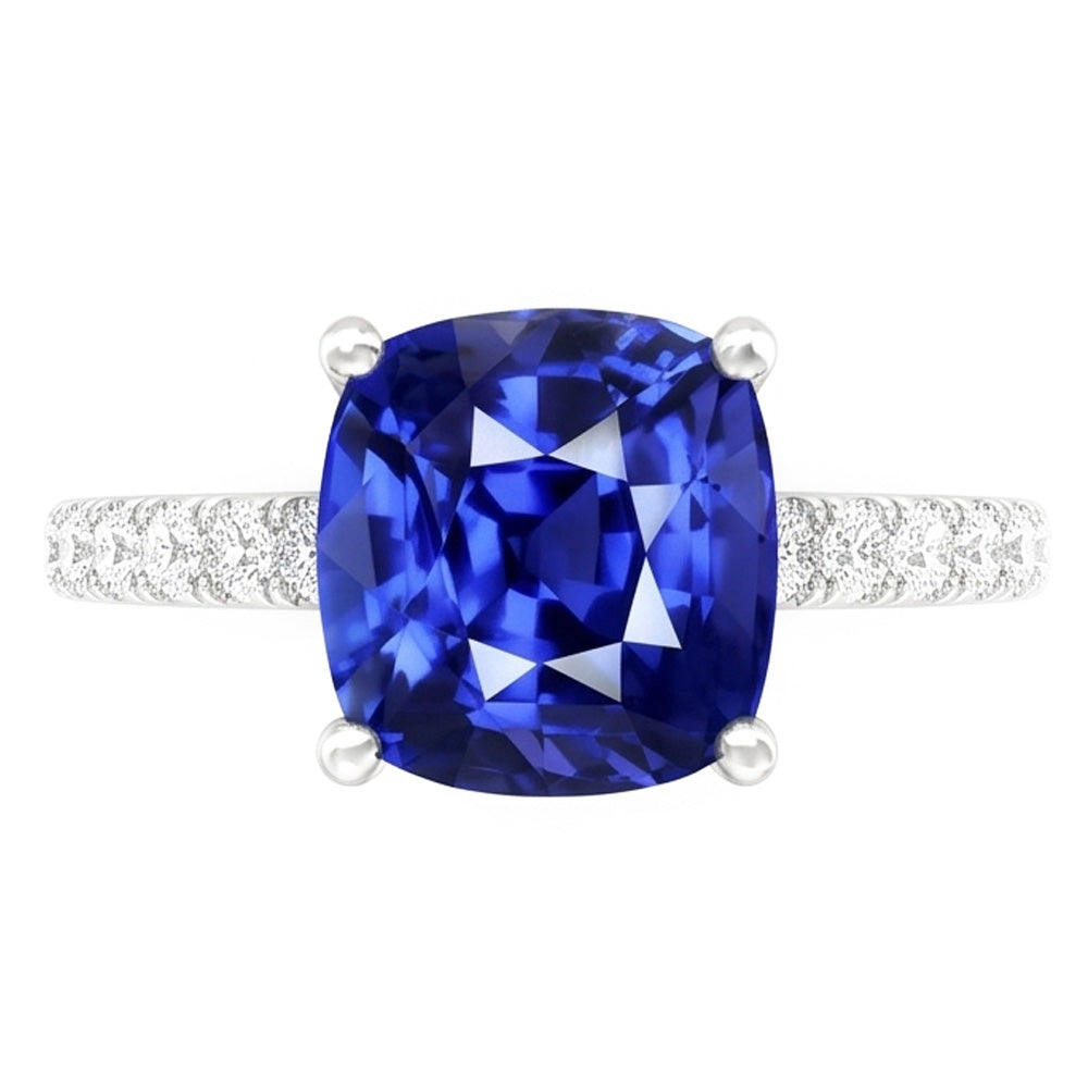 Natural Sapphire Ring 3ct - White Gold 14K