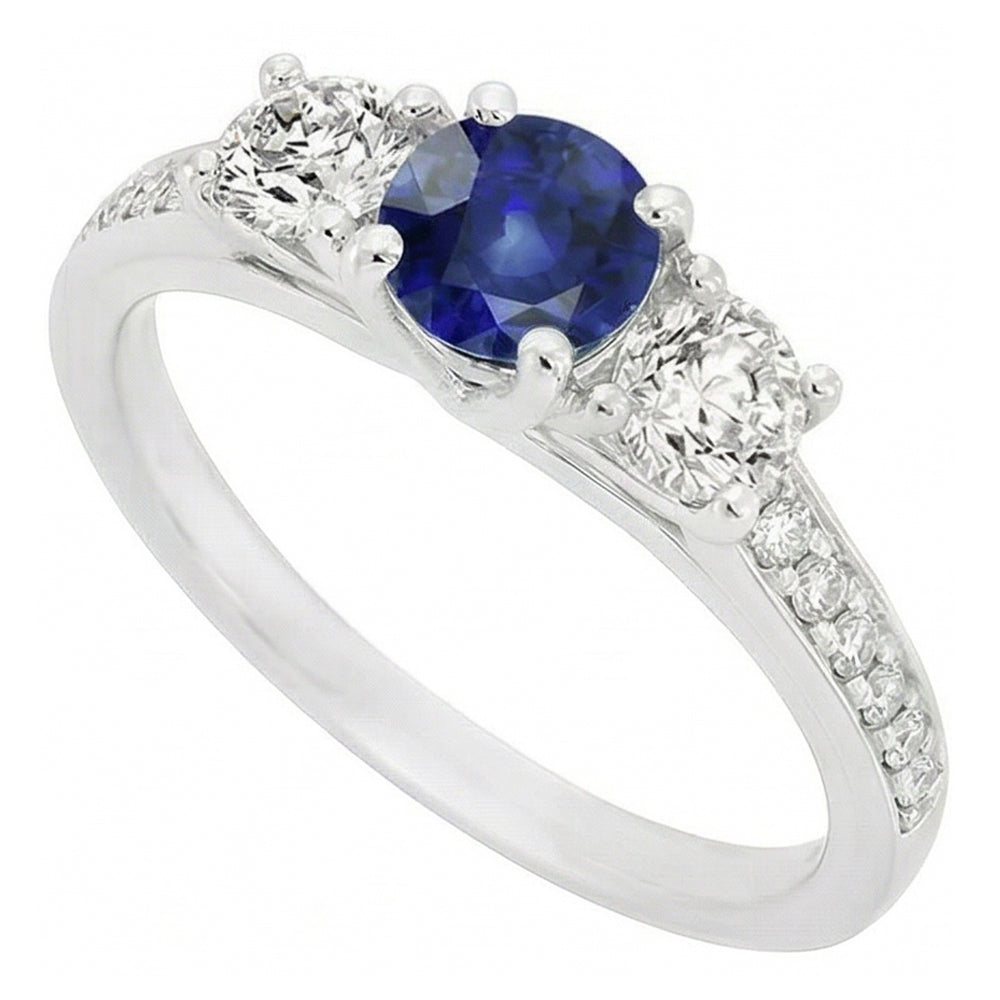 Natural Sapphire Ring 3ct - White Gold 14K
