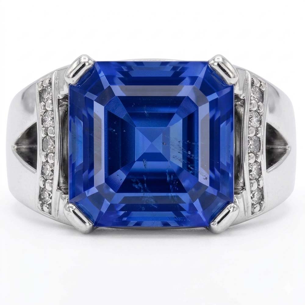 Natural Sapphire Ring 3ct - White Gold 14K