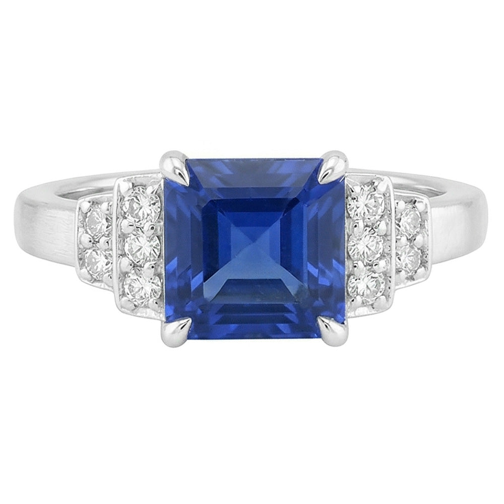Natural Sapphire Ring 3ct - White Gold 14K