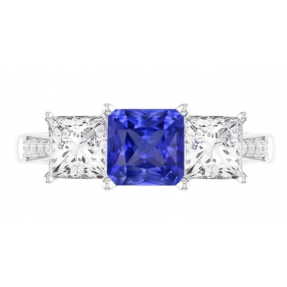 Natural Sapphire Ring 3ct - White Gold 14K