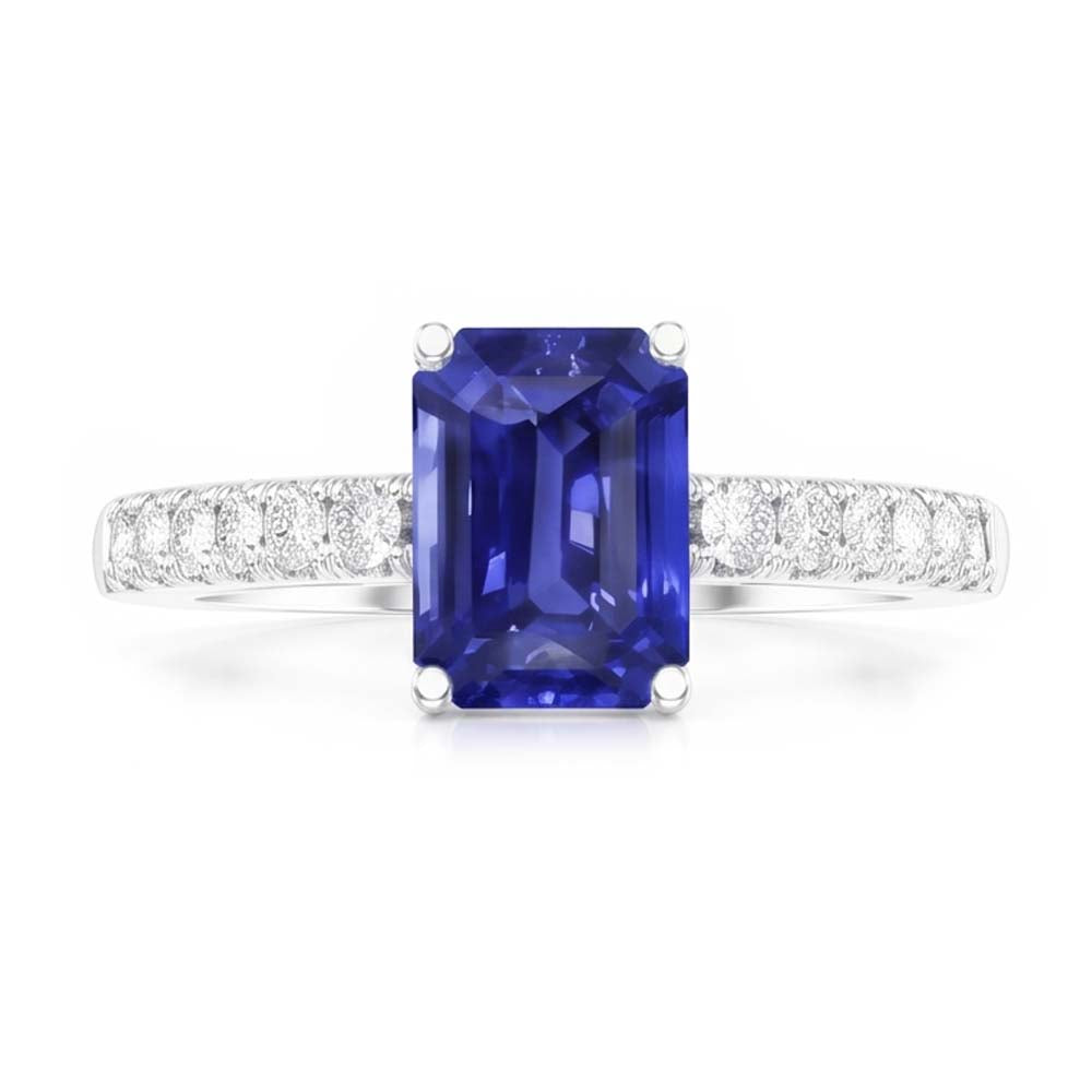 Natural Sapphire Ring 3ct - White Gold 14K