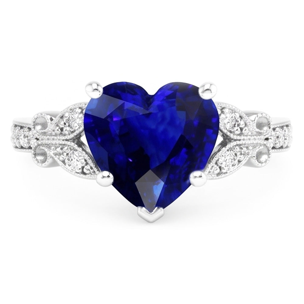 Natural Sapphire Ring 3ct - White Gold 14K