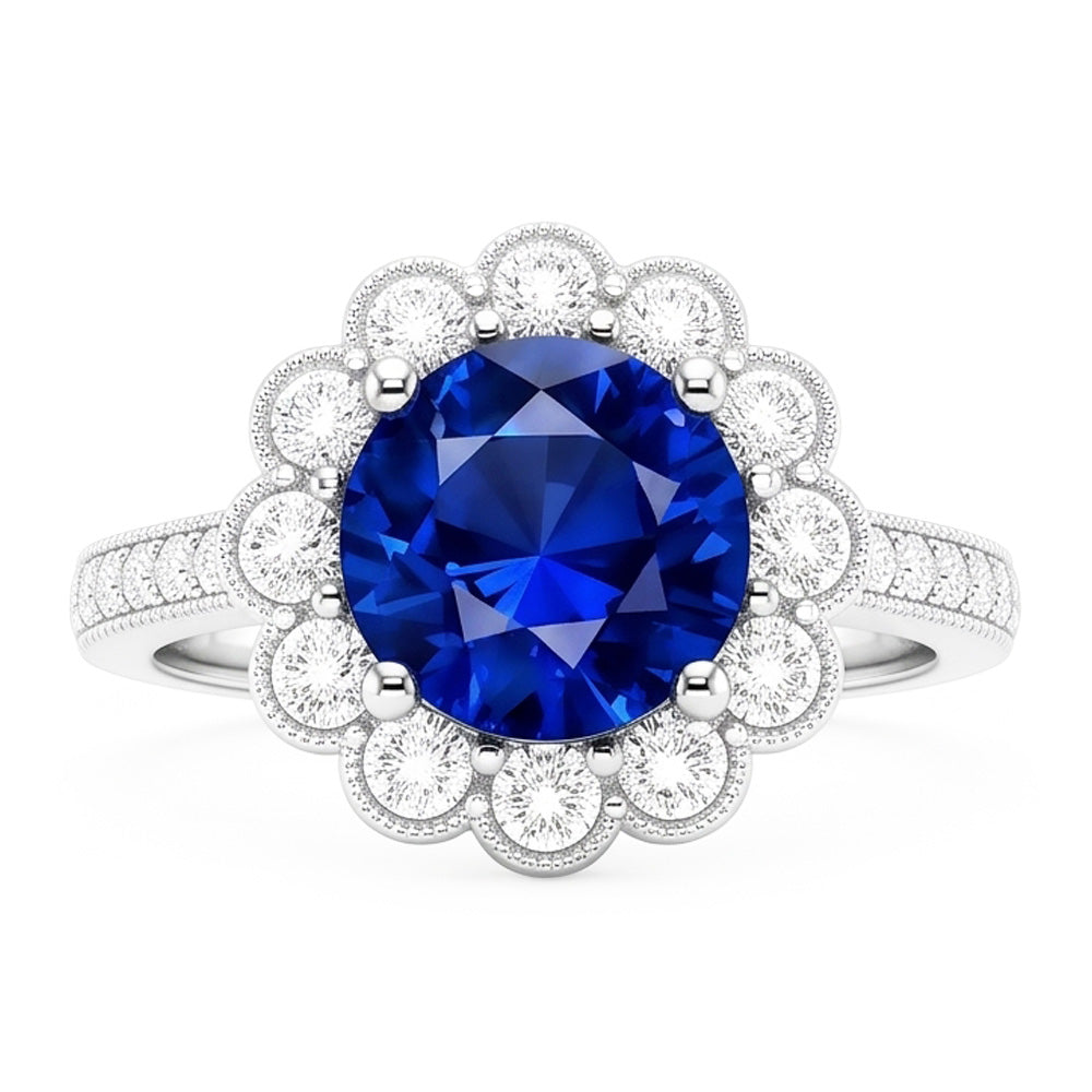 Natural Sapphire Ring 3ct - White Gold 14K