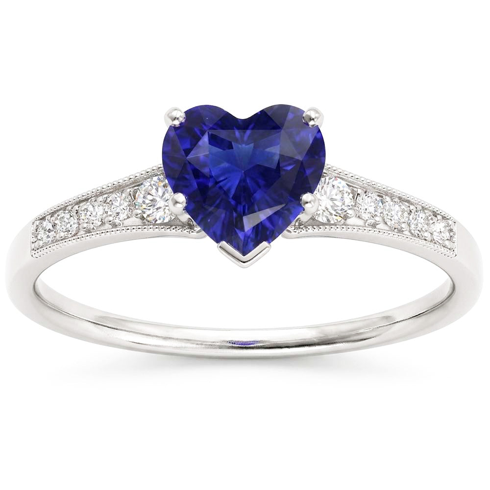 Natural Sapphire Ring 3ct - White Gold 14K