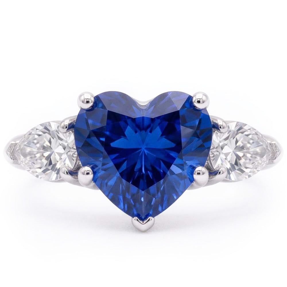 Natural Sapphire Ring 3ct - White Gold 14K
