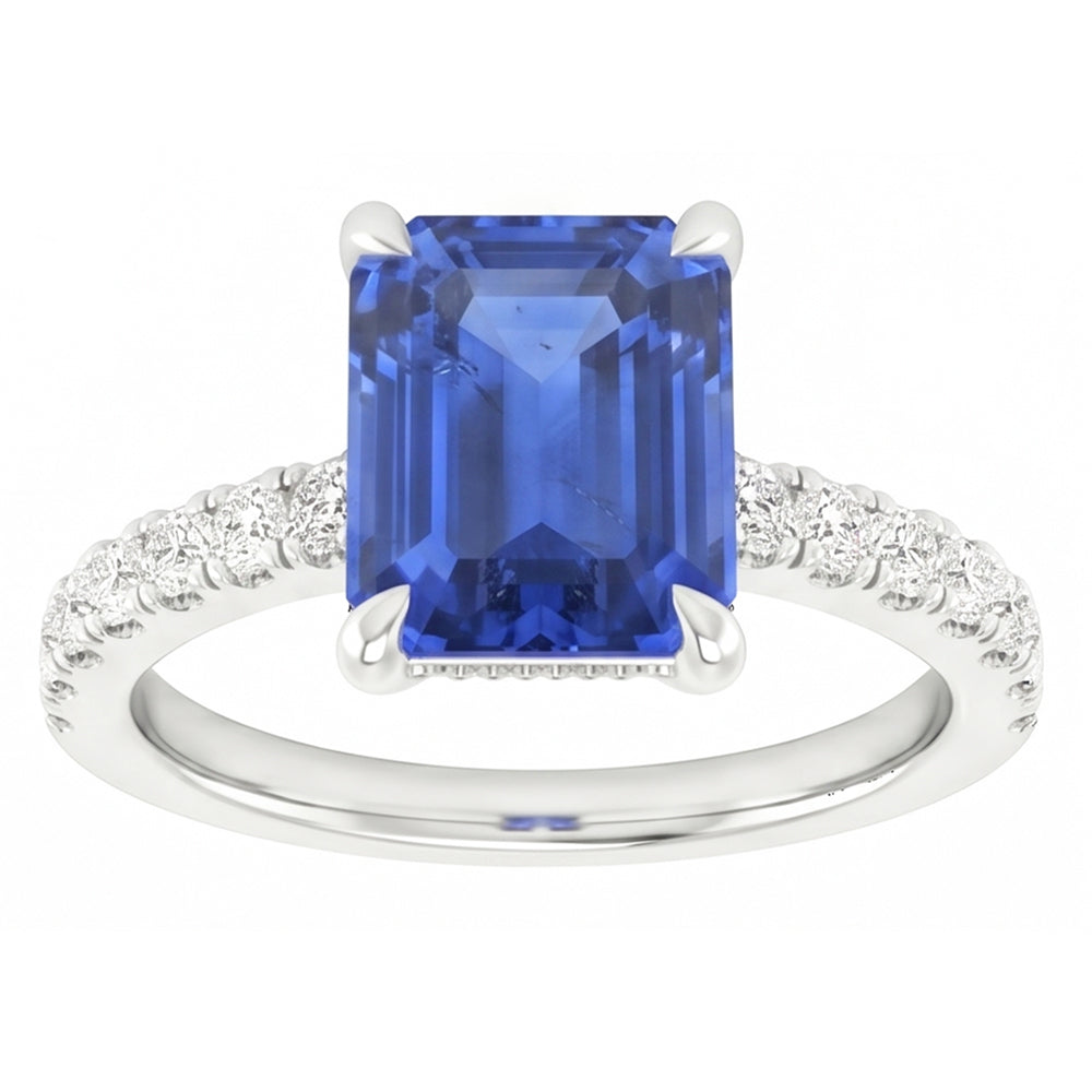 Natural Sapphire Ring 3ct - White Gold 14K