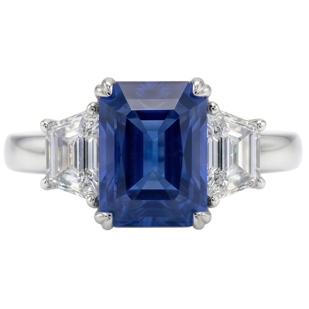 Natural Sapphire Ring 3ct - White Gold 14K