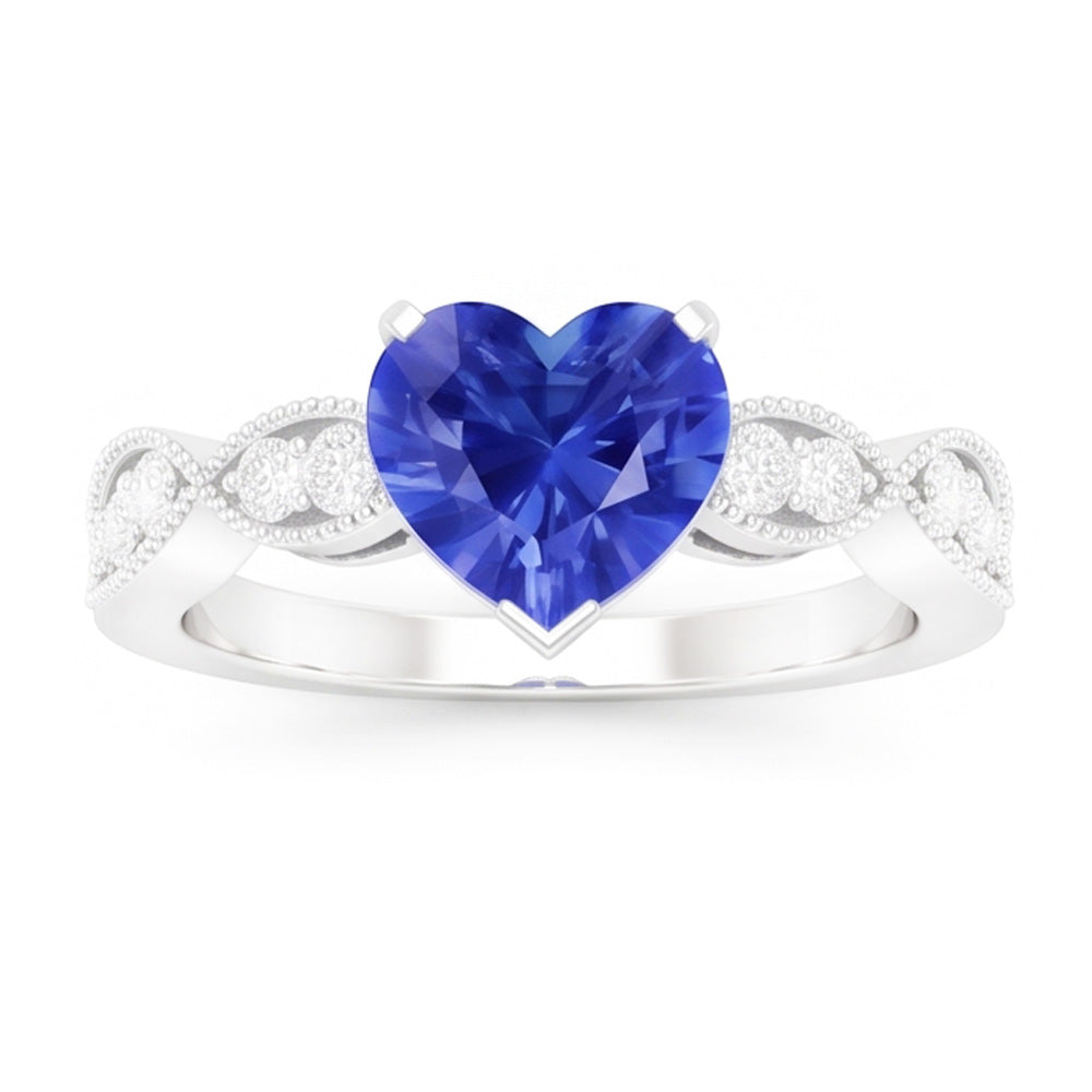 Natural Sapphire Ring 3ct - White Gold 14K