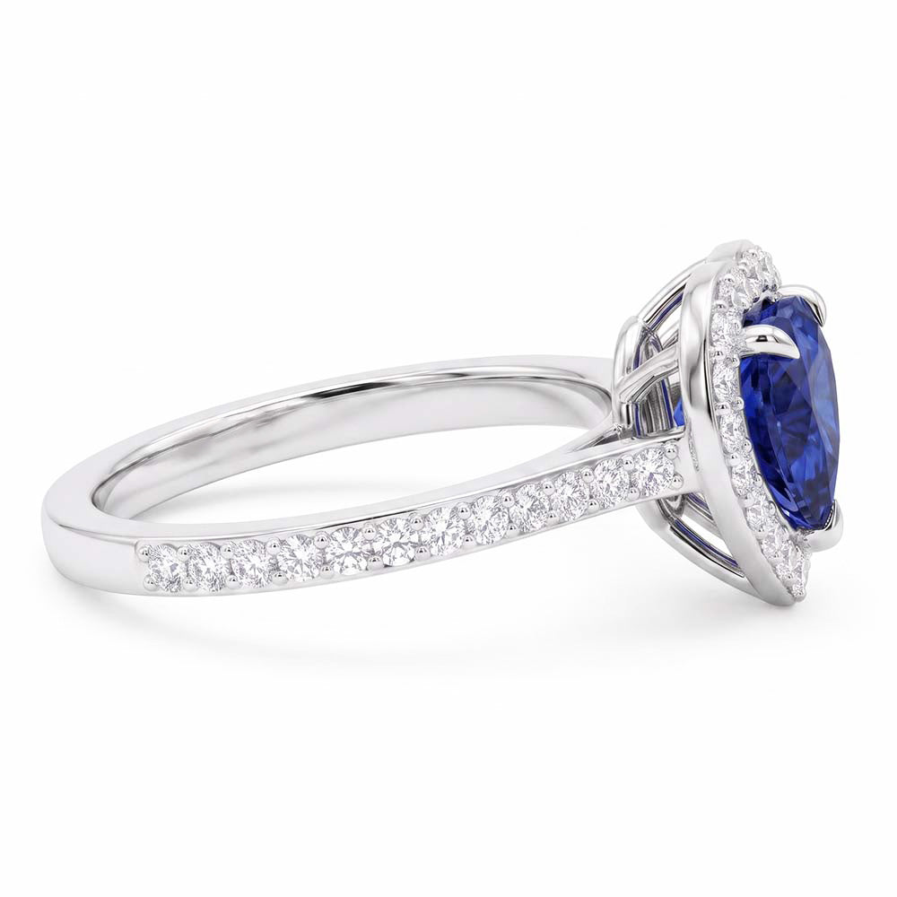 Natural Sapphire Ring 3ct - White Gold 14K