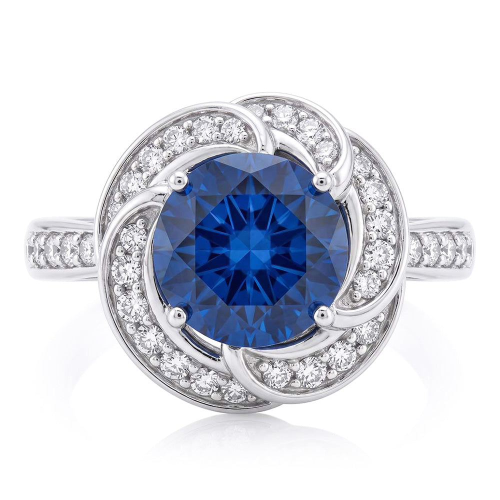 Natural Sapphire Ring 3ct - White Gold 14K