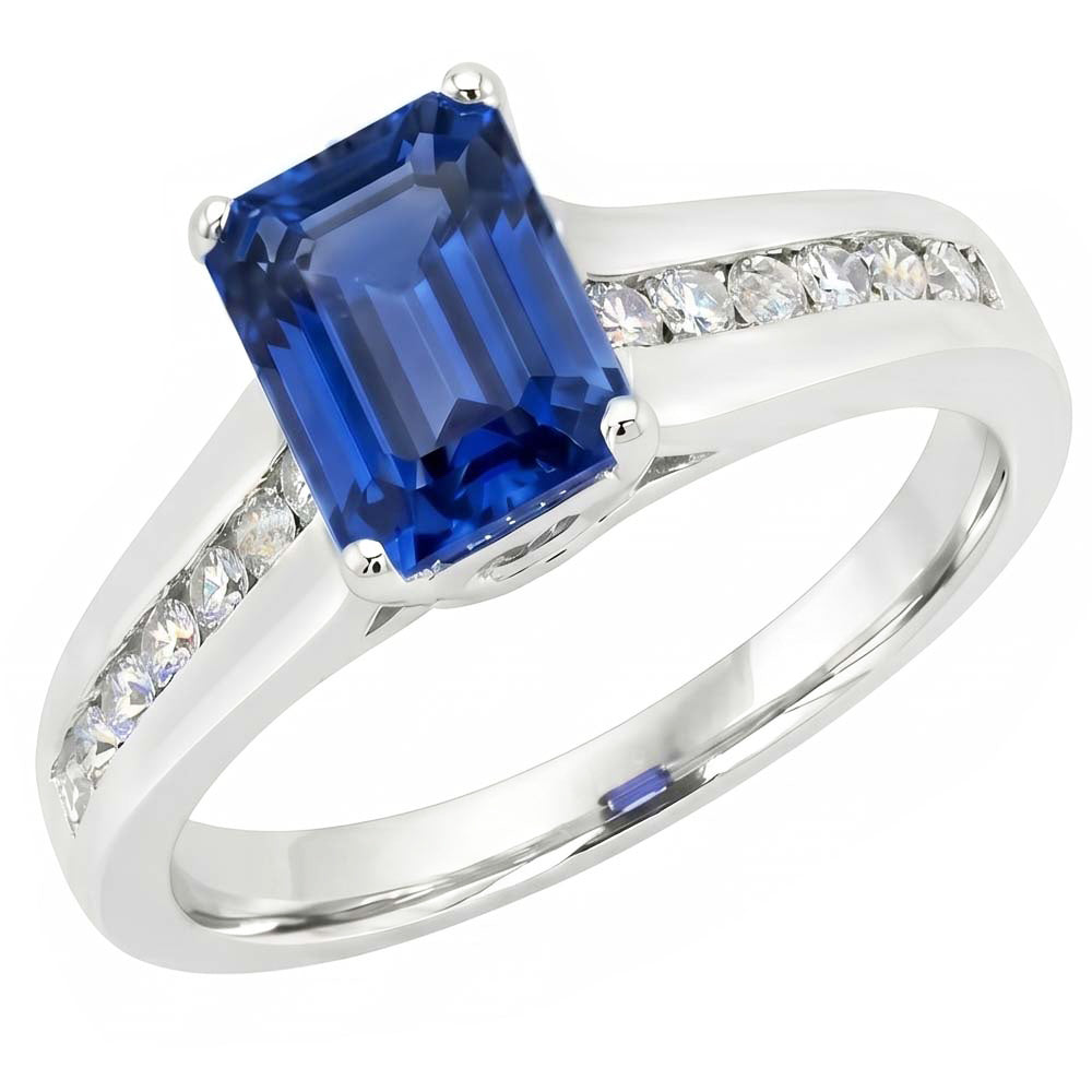 Natural Sapphire Ring 3ct - White Gold 14K
