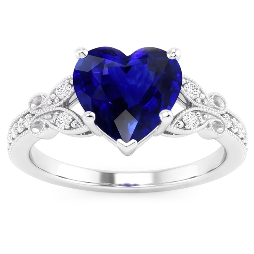Natural Sapphire Ring 3ct - White Gold 14K
