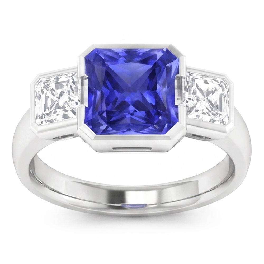 Natural Sapphire Ring 3ct - White Gold 14K