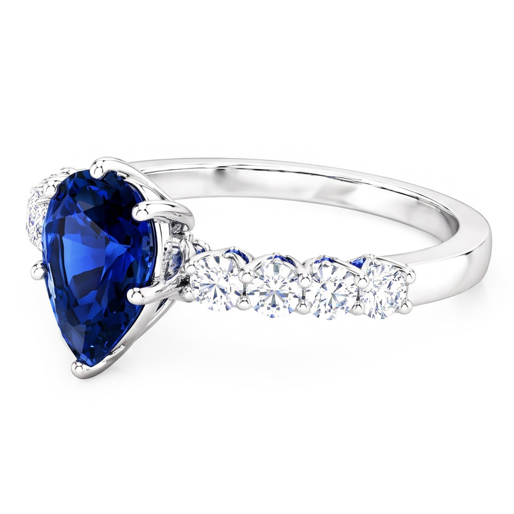 Natural Sapphire Ring 3ct - White Gold 14K