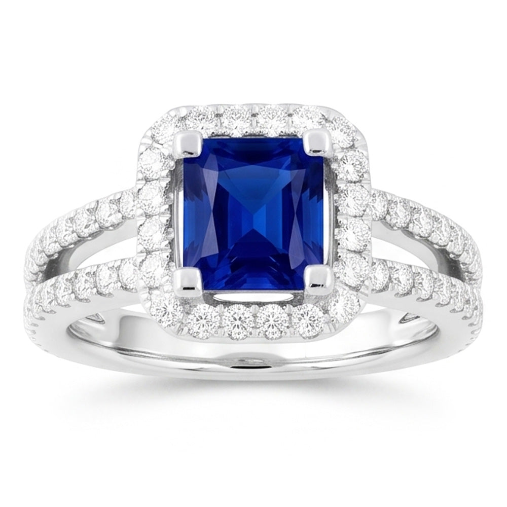 Natural Sapphire Ring 3ct - White Gold 14K