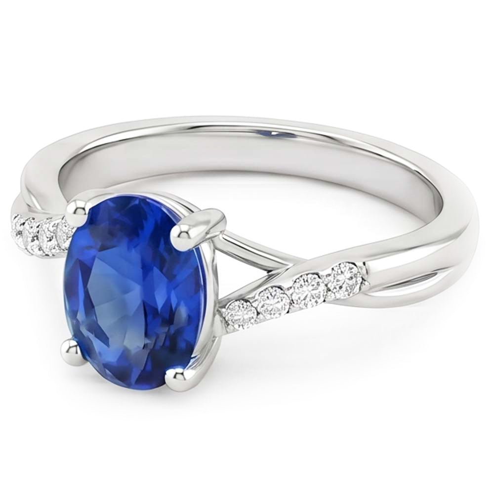 Natural Sapphire Ring 3ct - White Gold 14K