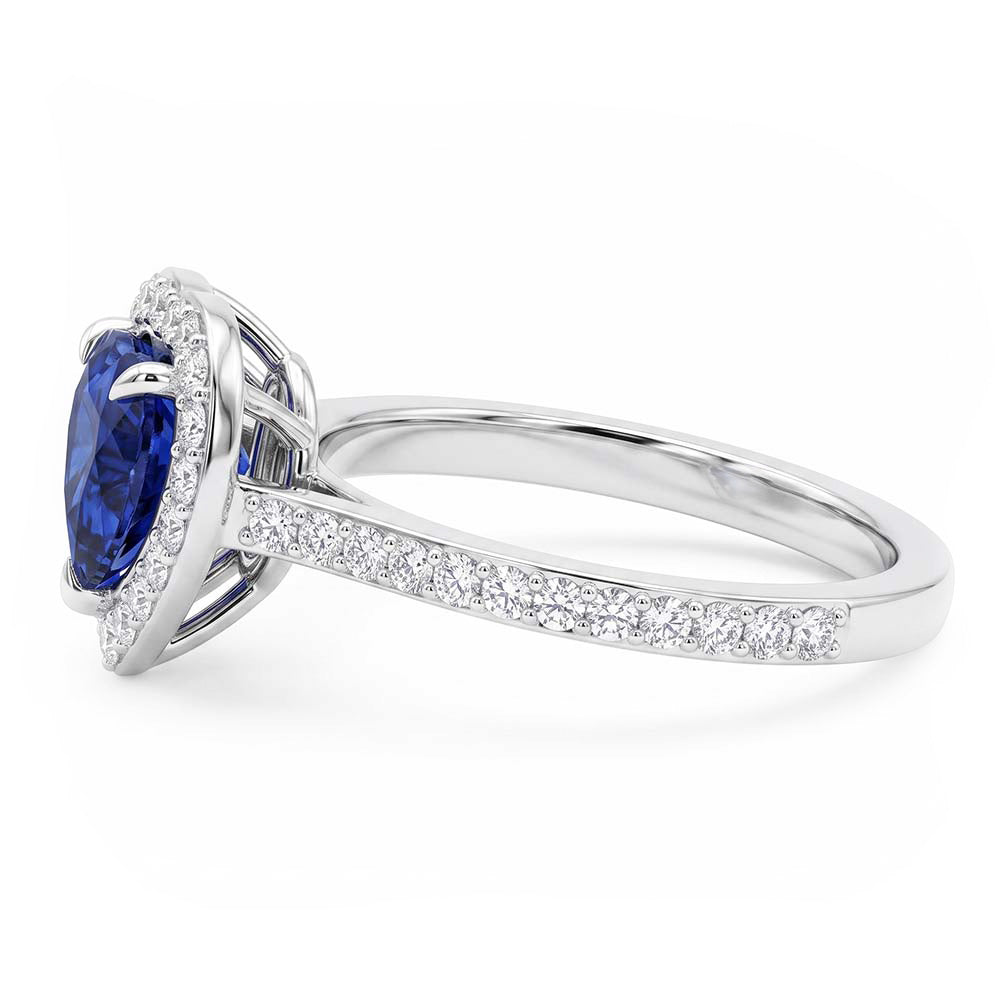 Natural Sapphire Ring 3ct - White Gold 14K
