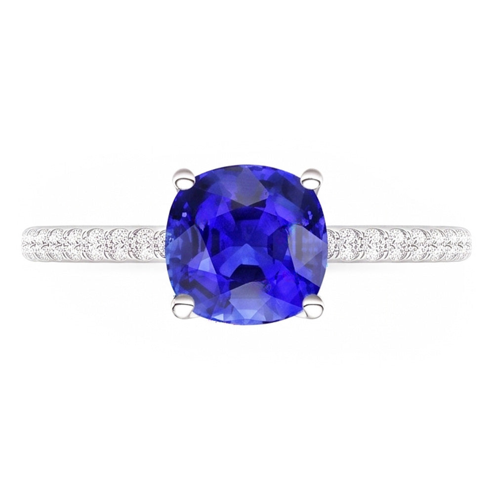 Natural Sapphire Ring 3ct - White Gold 14K