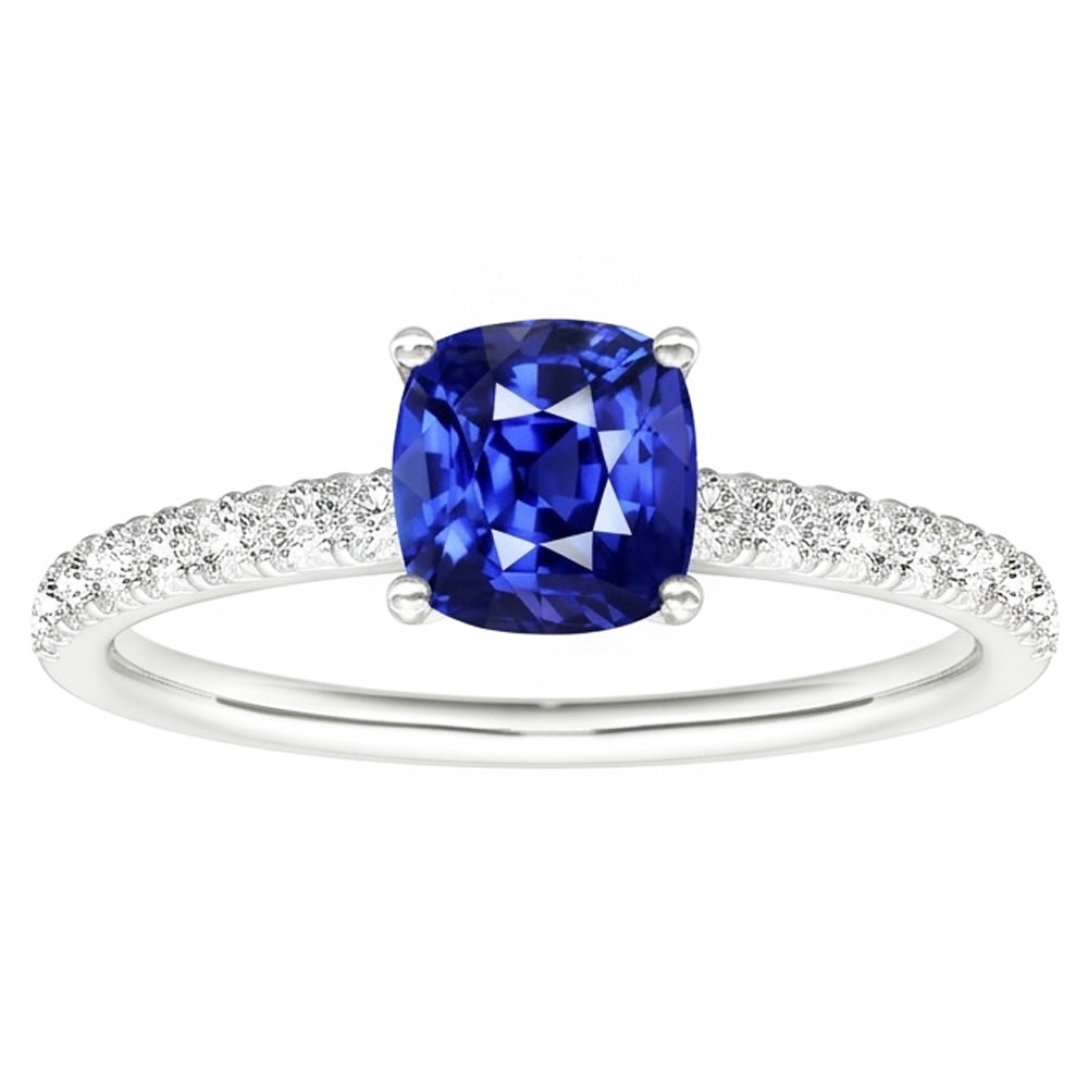 Natural Sapphire Ring 3ct - White Gold 14K