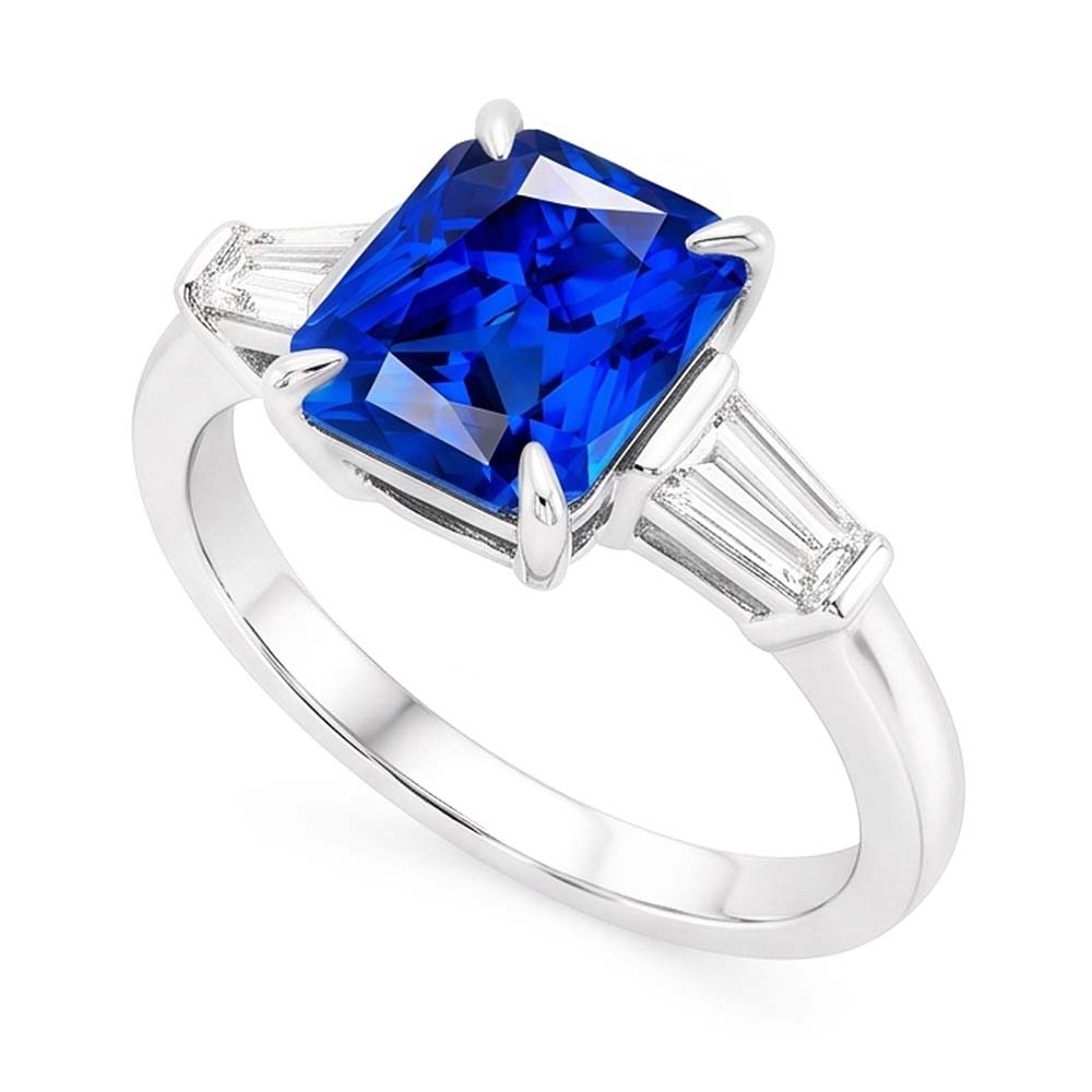Natural Sapphire Ring 3ct - White Gold 14K