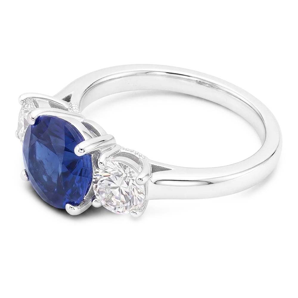 Natural Sapphire Ring 3ct - White Gold 14K