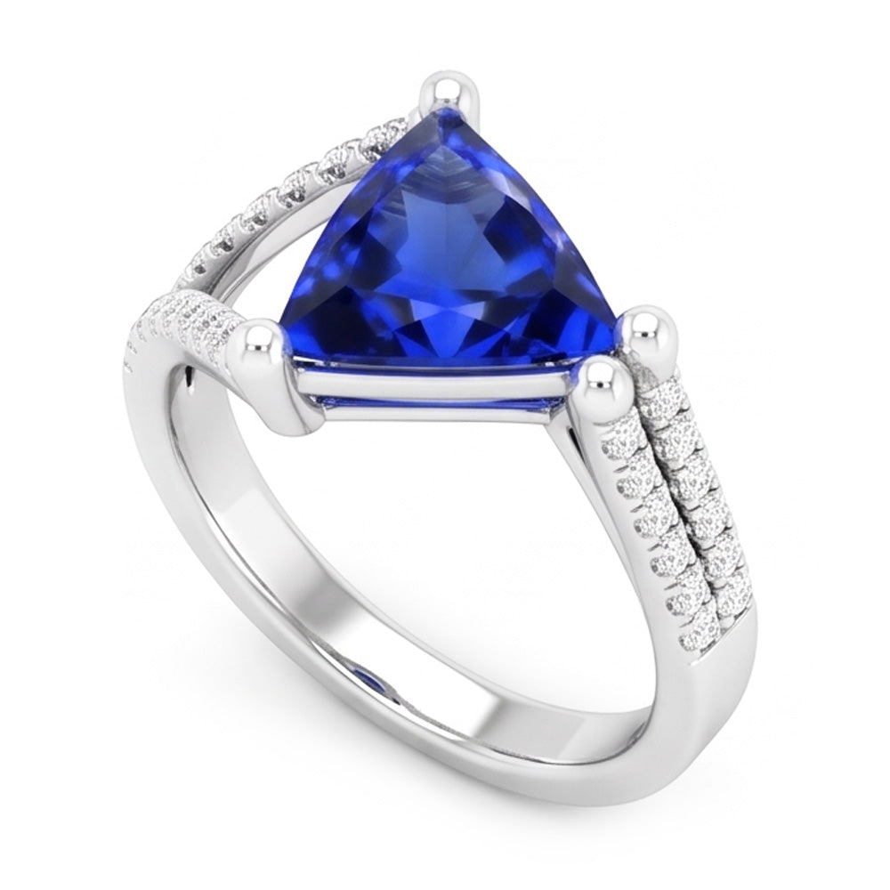 Natural Sapphire Ring 3ct - White Gold 14K