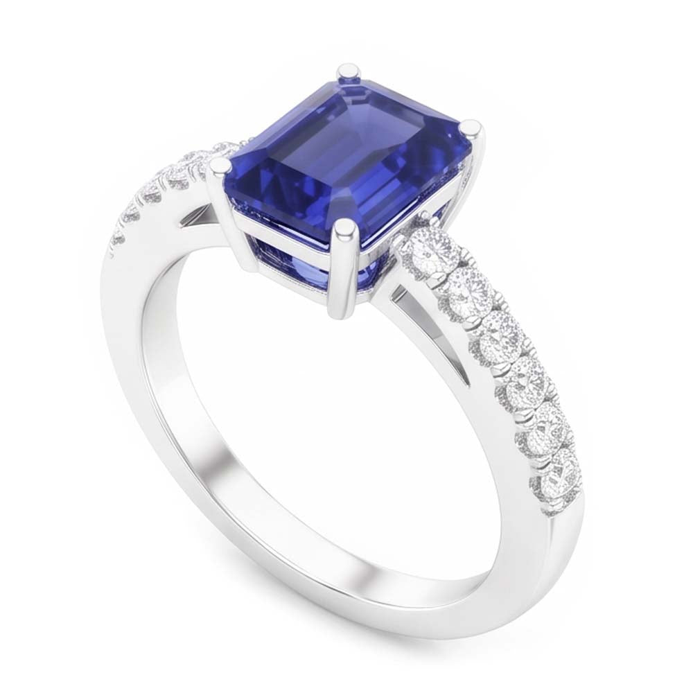 Natural Sapphire Ring 3ct - White Gold 14K
