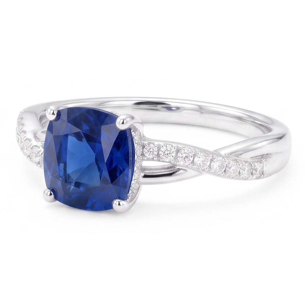 Natural Sapphire Ring 3ct - White Gold 14K