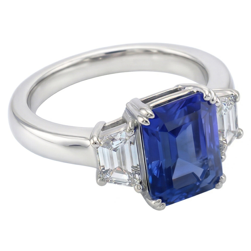 Natural Sapphire Ring 3ct - White Gold 14K