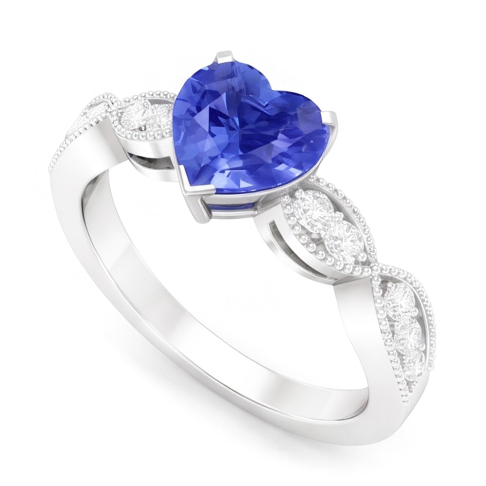 Natural Sapphire Ring 3ct - White Gold 14K