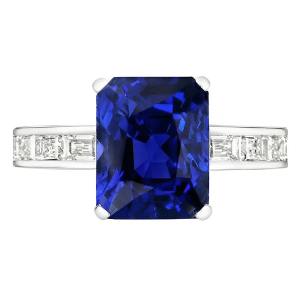 Natural Sapphire Ring 3ct - White Gold 14K