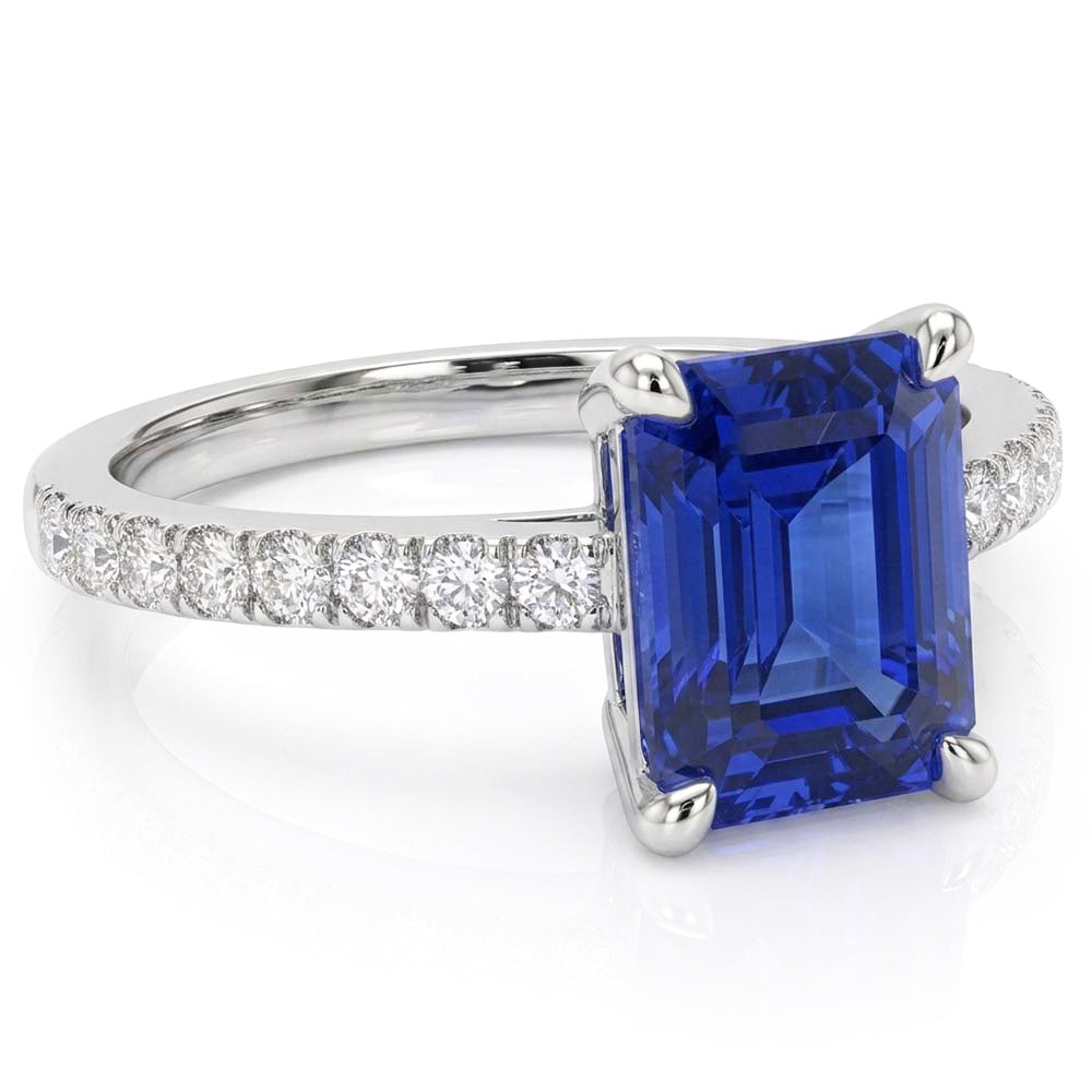 Natural Sapphire Ring 3ct - White Gold 14K