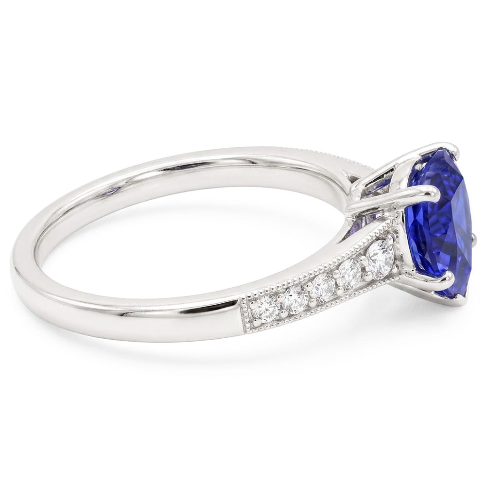 Natural Sapphire Ring 3ct - White Gold 14K
