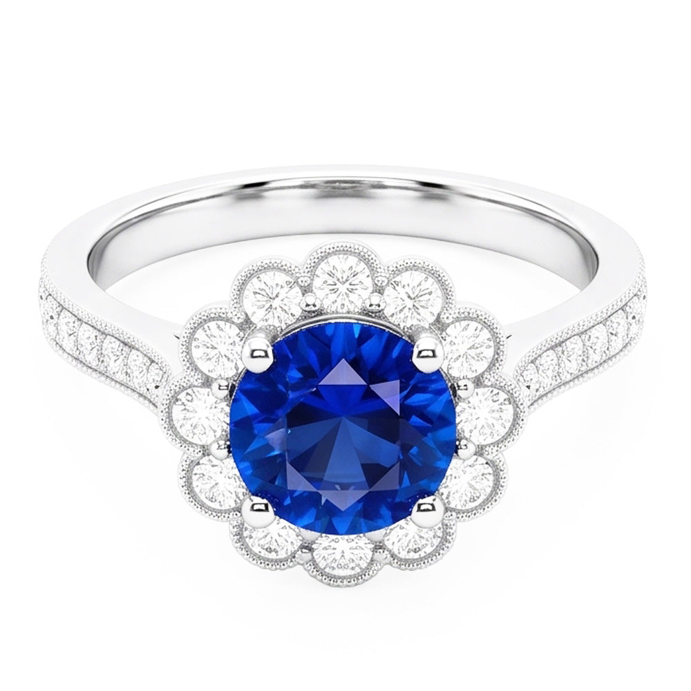 Natural Sapphire Ring 3ct - White Gold 14K