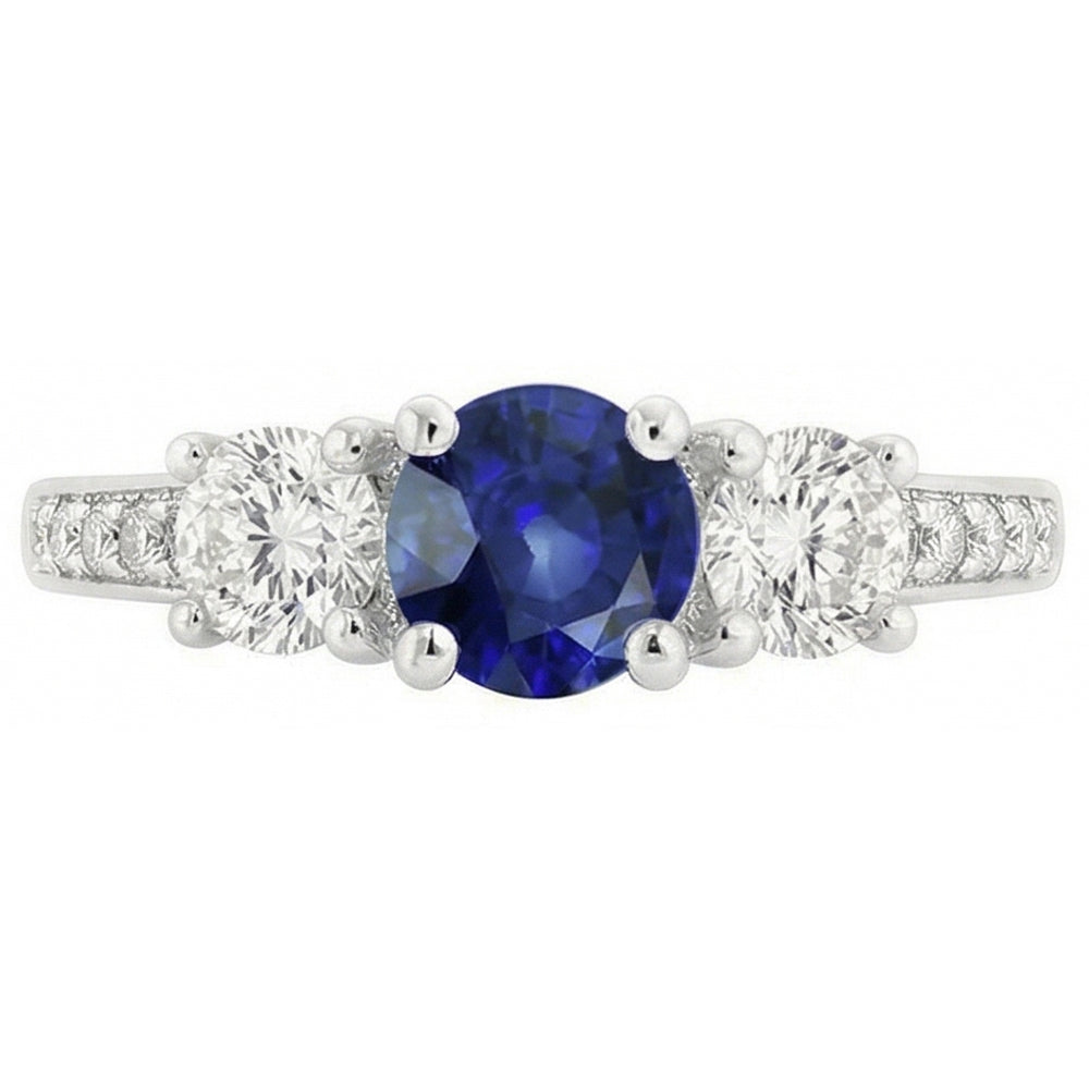 Natural Sapphire Ring 3ct - White Gold 14K