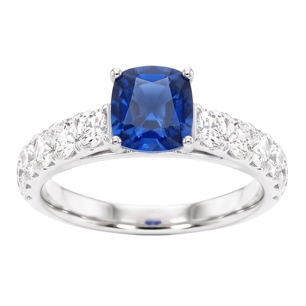Natural Sapphire Ring 3ct - White Gold 14K
